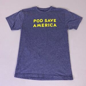 Crooked Media Pod Save America Graphic T-Shirt Small Heather Navy Blue Tri-Blend